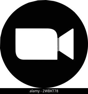 Zoom App Logo. Anwendung für Videokommunikation mit Cloud-Plattform für Video- und Audiokonferenzen, Chat und Webinar. Schwarzes Kamerasymbol. Soziale Netzwerke Stock Vektor