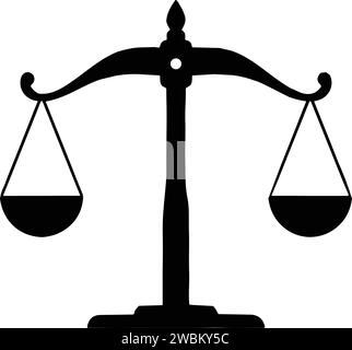 Symbol „Waage“. Symbol „Skalieren“ in flacher Form. Libra-Symbol, Balancezeichen. Justizialmaßstabsvektor Stock Vektor