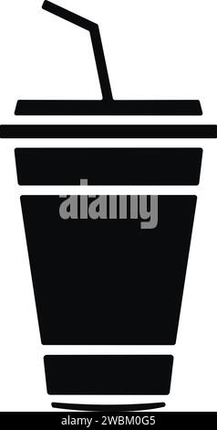 Kaltes Glas in flachem Stil. Einweg-Plastikkaffee- oder -Teetasse mit Strohsymbolvektor Stock Vektor