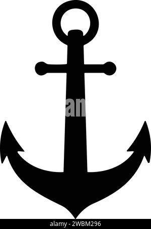 Ankersymbol. Anker im Meer. Nautisches Symbol. Einfacher Anker, flacher Stil, Stock Vektor Stock Vektor