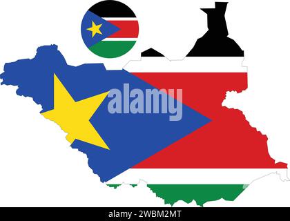 Südsudan Karte und Flagge Stock Vektor
