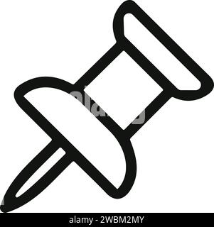 Drücken Sie das PIN-Symbol. Daumennadel zum Anbringen von Notizen. Büroklammer-Symbol. Stecknadel-Linienart. Eine Nadel zur Befestigung auf einem Brett oder einem Kartenmaterial-Vektor. Stock Vektor