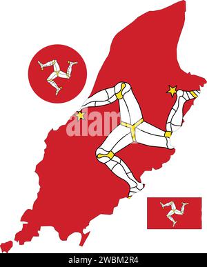 Isle of man Karte und Flagge Stock Vektor