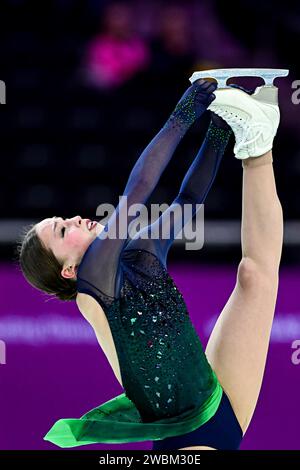 Nina PINZARRONE (BEL), während des Women Short Program, bei der ISU Europameisterschaft 2024, in der Algiris Arena, am 11. Januar 2024 in Kaunas, Litauen. Quelle: Raniero Corbelletti/AFLO/Alamy Live News Stockfoto