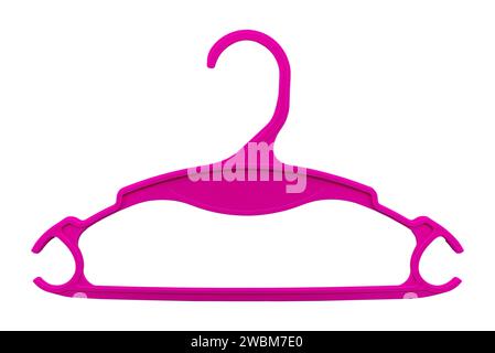 Kunststoffbügel für Kleidung und Accessoires in Nahaufnahme. Isolieren Sie die Aufhänger Stockfoto