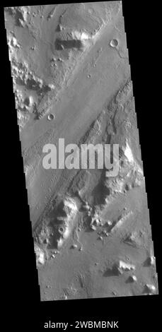 Das heutige VIS-Bild zeigt einen Abschnitt von Morava Valles. Morava Valles liegt in Margaritifer Terra. Orbitnummer 79601 Breitengrad -12,1454 Längengrad 336,946 Instrument-VIS erfasst 2019 24-11-24 15 53 Stockfoto