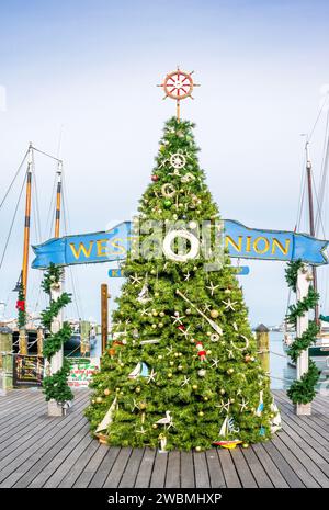Old Seaport Key West, Florida, USA, mit Weihnachtsdekor Stockfoto