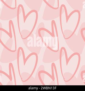Niedliches einfaches romantisches nahtloses Muster in handgezeichneten Herzen. Vektorabbildung Stock Vektor