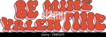 valentinstag-Groovige Retro-Ikone Retro-Cartoon-Valentinstag-Element im trendigen Retro-Stil der 60er 70er Jahre. Vektorabbildung... Stock Vektor