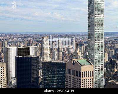 Aus der Vogelperspektive von Top of the Rock aus New York Stockfoto