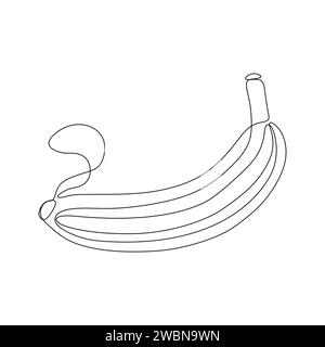 Durchgehende, einzeilige Zeichnung der Banane. Vektorillustration isoliert auf weißem Hintergrund. Stock Vektor