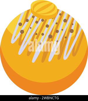 Gelb-orangefarbener Kakaoballymbol isometrischer Vektor. Gourmet-Kuchen. Süßigkeiten gezuckert Stock Vektor