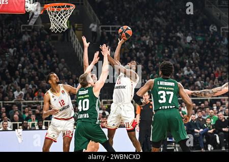 Athen, Griechenland. Januar 2024. 11 Alpha Diallo von AS Monaco spielt am 11. Januar 2024 während der Euroleague, Runde 21, zwischen Panathinaikos AKTOR Athen und AS Monaco in der OAKA Altion Arena in Athen, Griechenland. Quelle: Unabhängige Fotoagentur/Alamy Live News Stockfoto