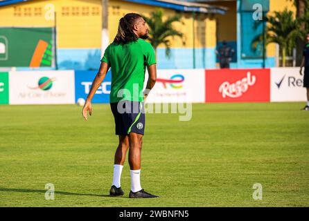 ABIDJAN, COTE D'IVORE - 11. JANUAR; Alex Iwobi aus Nigeria während des Nigeria-Trainings in Vorbereitung auf das Afrika-Cup-Spiel gegen Equatori Stockfoto