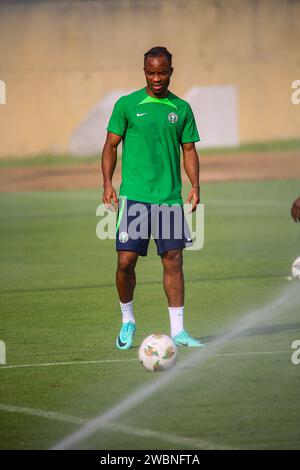 ABIDJAN, COTE D'IVORE - 11. JANUAR; Bruno Onyemaechi aus Nigeria während des Nigeria-Trainings in Vorbereitung auf das Afrika-Cup-Spiel gegen Eq Stockfoto