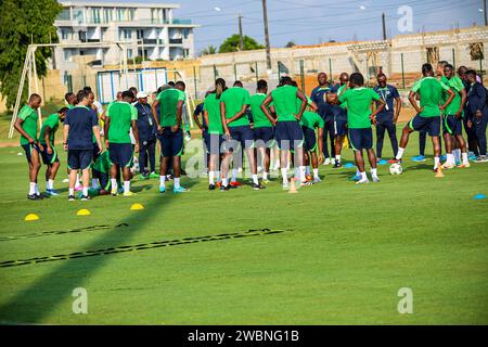 ABIDJAN, COTE D'IVORE - 11. JANUAR; Nigeria während des Nigeria-Trainings in Vorbereitung auf das Afrika-Cup-Spiel gegen Äquatorialguinea in E Stockfoto