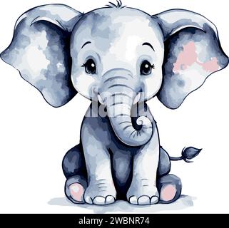 Schöne schöne Aquarellfarbe nette Elefanten Vektorkunst Stock Vektor