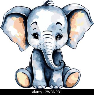 Wunderbares, schönes Aquarell, süße Elefanten-Vektorkunst Stock Vektor