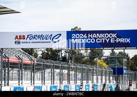 Mexiko-Stadt, Mexiko. Januar 2024. Branding während des Hankook Mexico City ePrix 2024, 1. Treffens der ABB FIA Formel E Weltmeisterschaft 2023-24, auf dem Autodromo Hermanos Rodriguez vom 11. Bis 13. Januar in Mexiko City, Mexiko - Foto Xavi Bonilla/DPPI Credit: DPPI Media/Alamy Live News Stockfoto