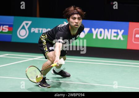 Axiata Arena, Kuala Lumpur, Malaysia. Januar 2024. Kodai Naraoka (JPN), 11. JANUAR 2024 - Badminton: PETRONAS Malaysia Open 2024 2. Runde Spiel der Männer in der Axiata Arena, Kuala Lumpur, Malaysia. Quelle: Itaru Chiba/AFLO/Alamy Live News Stockfoto