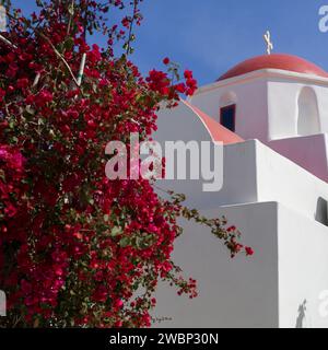 Außenansicht einer Kirche in Mykonos Stadt, Mykonos Insel, Griechenland Stockfoto