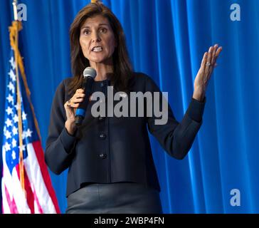 Nashua, New Hampshire, USA 13. Oktober 2023 republikanischer Präsidentschaftskandidat, ehemaliger Gouverneur von South Carolina und ehemaliger UN-Botschafter Nikki Haley AT Stockfoto