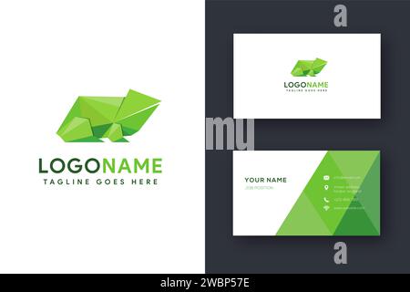 Frog Origami Logo Icon Vektor Vorlage mit polygonalem Logo Stil und Visitenkarte Vorlage Stock Vektor
