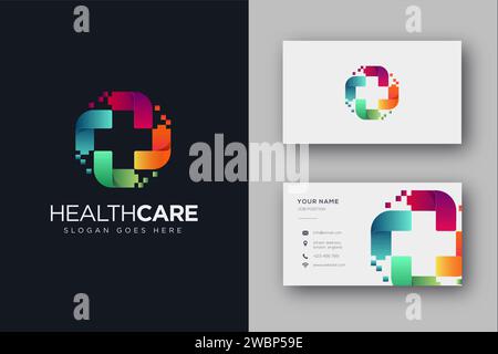 Abstrakte Techie Medical Logo Symbol Vektor Vorlage und Visitenkarte Vorlage Stock Vektor