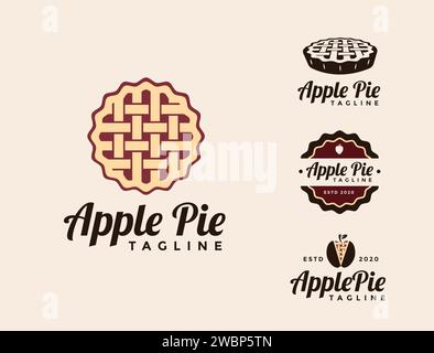 Satz von Vintage Retro Emblem Seal Badge Apfelkuchen Logo Vektor Vorlage Stock Vektor