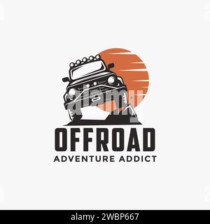 Offroad Adventure SUV Auto Logo Symbol Vektorvorlage auf weißem Hintergrund Stock Vektor