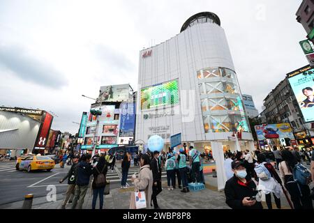 Das lebhafte Einkaufsviertel Ximending in Taipeh, Taiwan. Stockfoto