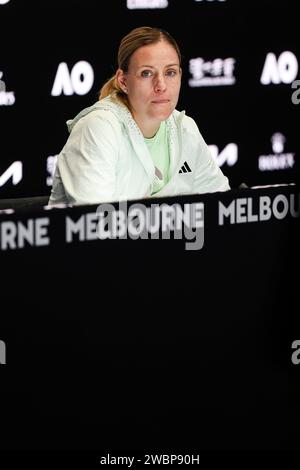 Melbourne, Australien. Januar 2024. Tennis: Grand Slam - Australian Open. Angelique Kerber (Deutschland) spricht während einer Pressekonferenz. Frank Molter/dpa/Alamy Live News Stockfoto