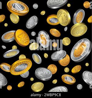 Nahtloser Vektor-Hintergrund mit goldenem Regen mit polnischen Münzen Stock Vektor