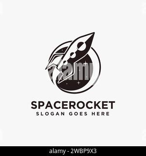 Raumschiff Rakete Exploration Logo Vektorsymbol auf weißem Hintergrund Stock Vektor