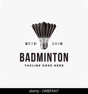 Vintage Shuttlecock Badminton Logo Icon Vektor auf weißem Hintergrund Stock Vektor