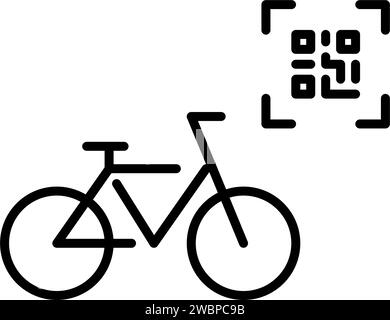 Fahrradverleih mit qr-Code. Symbol für perfekte Pixel Stock Vektor