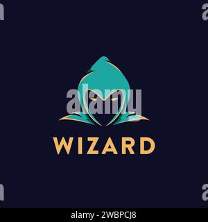 Einfacher Kopf des Assistenten Logo-Vektorvorlage auf schwarzem Hintergrund Stock Vektor