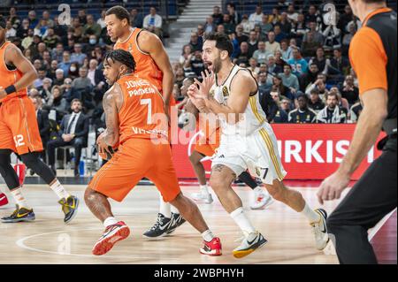 Madrid, Spanien. Januar 2024. Facundo Campazzo von Real Madrid während des Euroleague Basketballspiels zwischen Real Madrid und Valencia im Wizink Center in Madrid, Spanien. Quelle: Unabhängige Fotoagentur/Alamy Live News Stockfoto