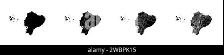 Set von Staatskarten von Ecuador mit Regionen und Gemeinden. Abteilungsgrenzen, isolierte Vektorkarten auf weißem Hintergrund. Stock Vektor