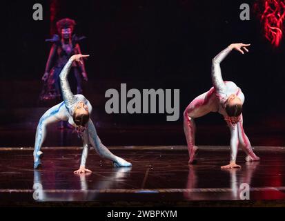 Preformer im Cirque du Soleil's Alegria - in einem New Light Photocall in der Royal Albert Hall, London Foto von roger alarcon Stockfoto