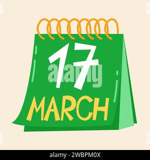 Kalender mit St.. Patricks Tag Datum Vektor Illustration. Symbol für Web und Handy in minimalistischem, flachem Stil Stock Vektor