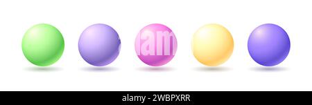 Set aus pastellfarbenen Kugeln im Stil von y2k hellen Farben Stock Vektor