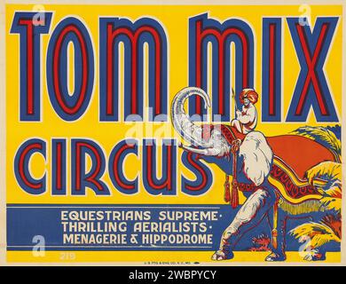 Tom Mix Circus Poster (Tom Mix Circus, 1937) Reiterinnen Supreme, Aerialisten, Menagerie und Hippodrom Stockfoto