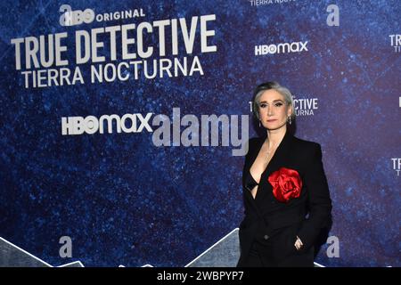 Mexiko-Stadt, Mexiko. Januar 2024. Regisseurin Issa Lopez besucht den blauen Teppich für die TV-Serie Premiere von HBO's „True Detective: Night Country“ am 11. Januar 2023 in der Cineteca Nacional in Mexiko-Stadt. (Foto: Carlos Tischler/Eyepix Group) Credit: NurPhoto SRL/Alamy Live News Stockfoto