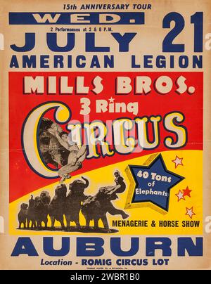 Vintage Circus Poster (Mills Brothers, Auburn 1954) Stockfoto