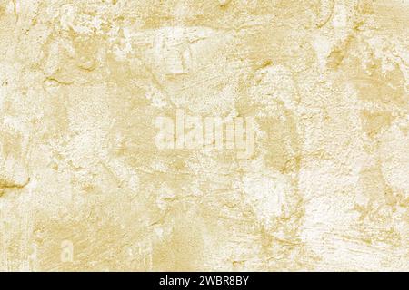 Vintage, alter Stuckputz Oberflächenhintergrund, Nahaufnahme raue Textur von gelbem und weißem gemischtem Zement, Betonwandbeschaffenheit. Wallpape Stockfoto