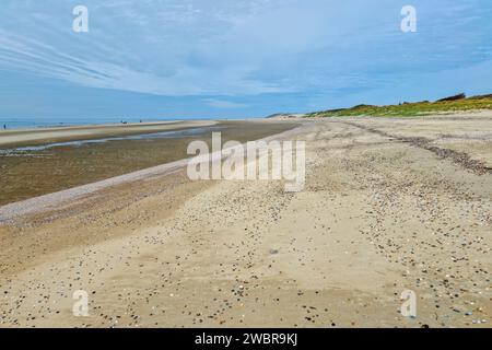 Fast einsamer Sandstrand; Burgh-Haamstede, Zeeland, Niederlande Stockfoto