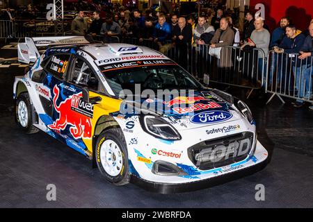 Birmingham, Großbritannien, 12. Januar 2024, Autosport Show 2024, M-Sport enthüllt die Lackierung für ihr Auto der Rallye-Weltmeisterschaft 2024. Beschreibung: Neil Terry/Neil Terry Photography Stockfoto