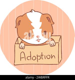 Kawaii Meerschweinchen in der Kiste. PET Adoption Konzept. Stock Vektor