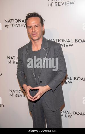 New York, New York, USA. Januar 2024. (NEU) 2024 National Board of Review Awards Gala. 11. Januar 2024, New York, New York, USA: Andrew Scott nimmt am 11. Januar 2024 an der National Board of Review Gala 2024 in der Cipriani 42nd Street Teil. (Foto: M10s/TheNews2) (Foto: M10s/Thenews2/Zumapress) (Bild: © Ron Adar/TheNEWS2 Via ZUMA Press Wire) NUR ZUR REDAKTIONELLEN VERWENDUNG! Nicht für kommerzielle ZWECKE! Stockfoto